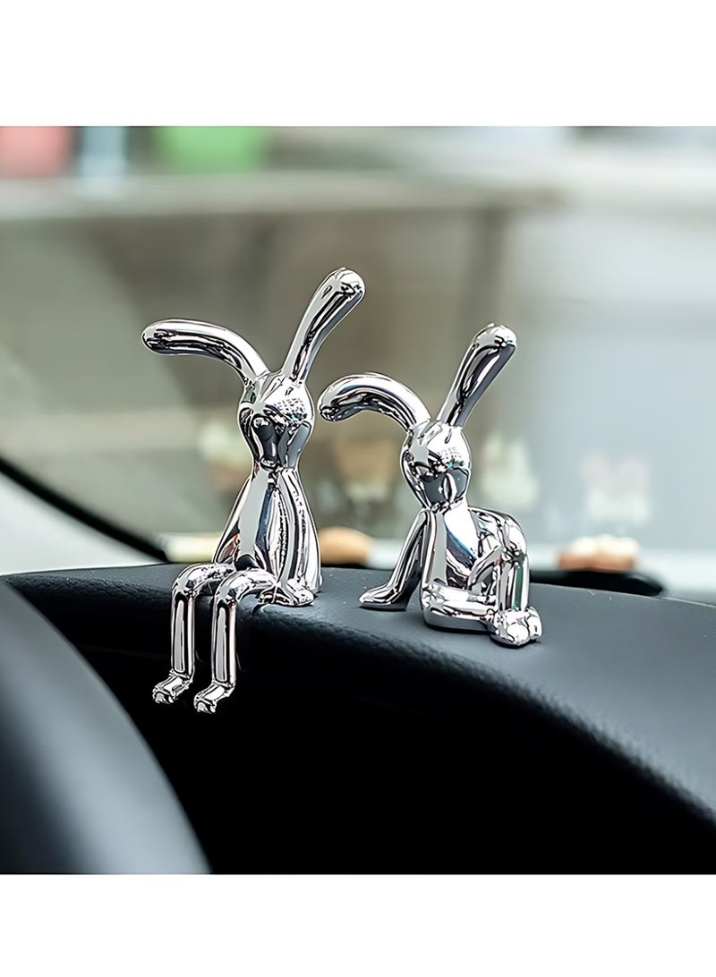 Set of 2 Rabbit Car Ornaments Light Luxury Ornaments Cute Car Interiors Car Decorations Creative Car Centre Console Jewelry - Image 1